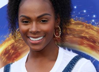 Tika Sumpter attends The premiere of "Sonic The Hedgehog" in Los Angeles