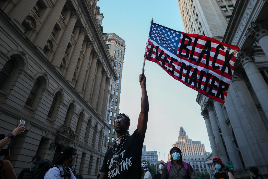 Anti-racism protestors occupied the New York City Hall Park