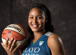 Forward Maya Moore during Minnesota Lynx media day at Mayo Clinic Square Monday May 1, 2017 in Minneapolis, MN.] JERRY HOLT ¬• jerry.holt@startribune.com