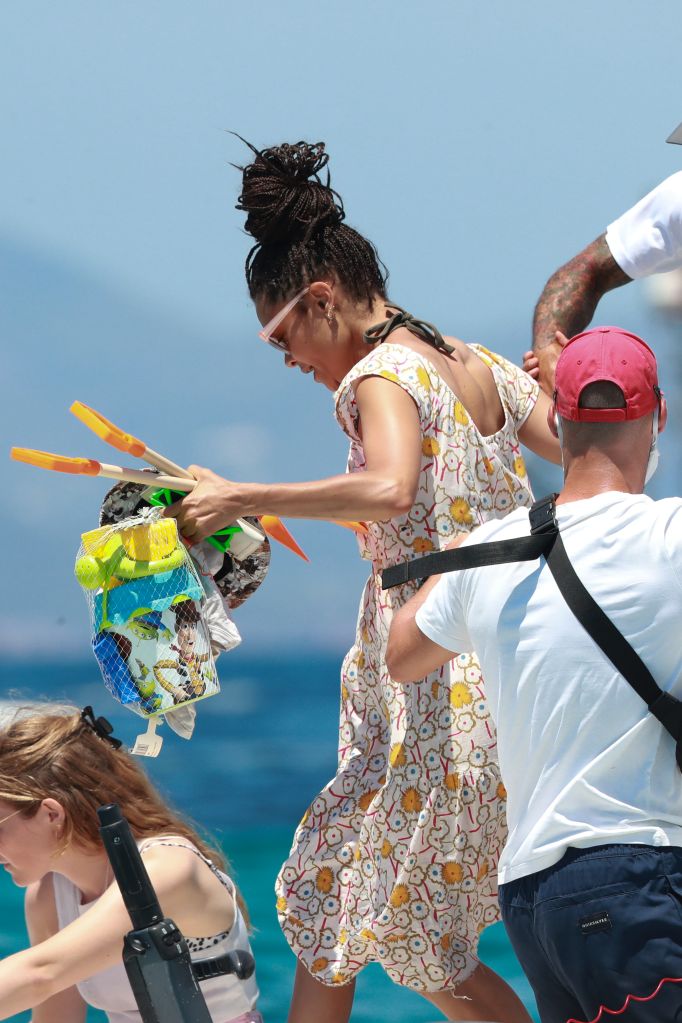 Thandie Newton boats in Ibiza with husband Ol Parker and son Booker Joombe Parker
