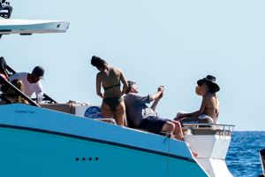 Thandie Newton boats in Ibiza with husband Ol Parker and son Booker Joombe Parker