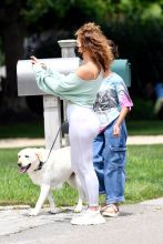 Jennifer Lopez walks dogs with kids Max and Emme in the Hamptons