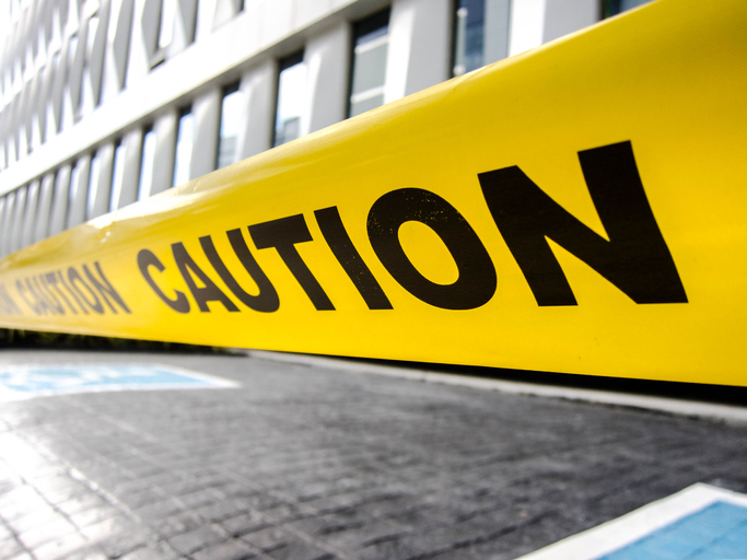 Caution yellow tape sign outdoor