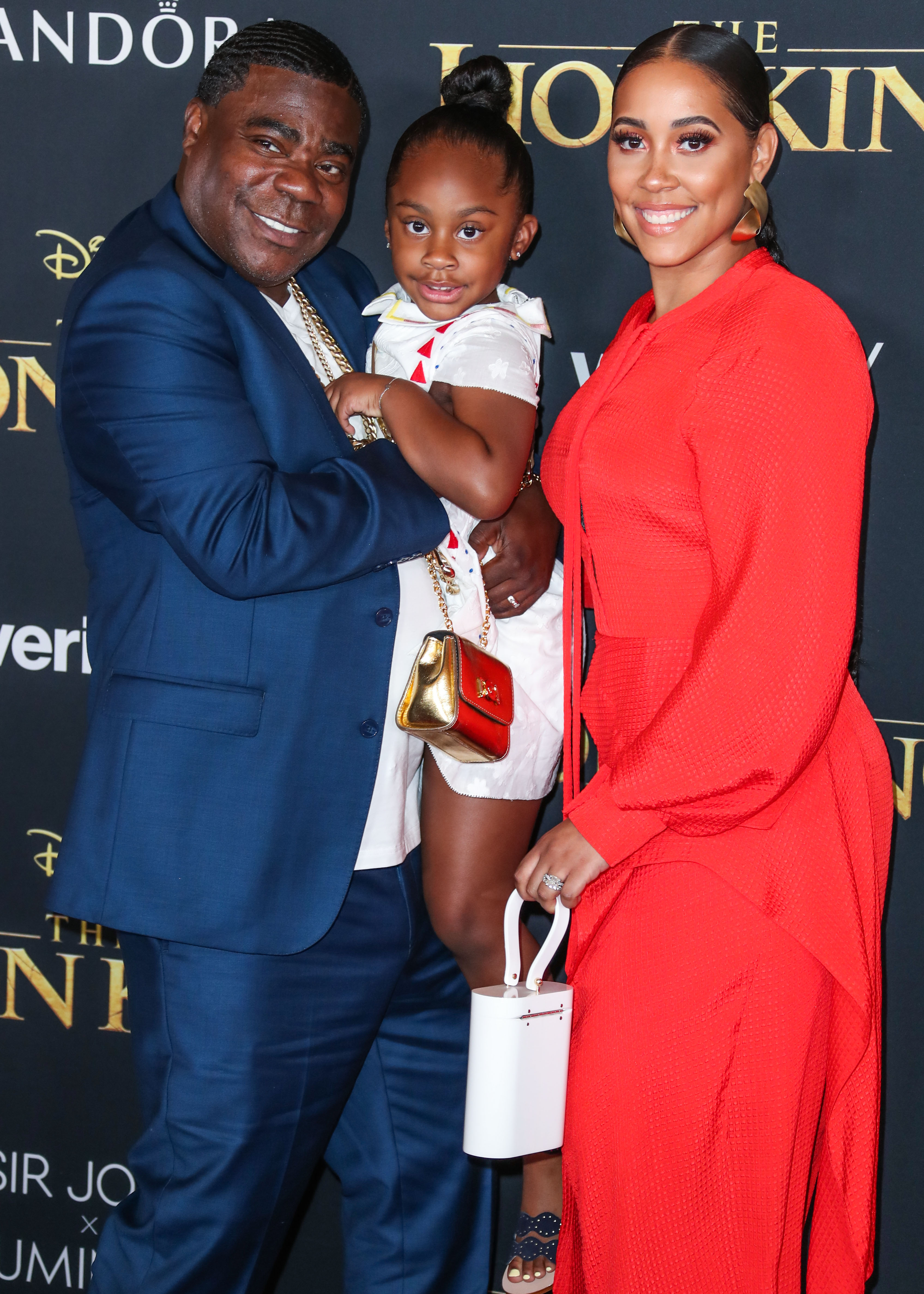 Tracy Morgan, Megan Wollover and Maven Sonae Morgan arrive at the World Premiere Of Disney&apos;s &apos;The Lion King&apos; held at the Dolby Theatre on July 9, 2019 in Hollywood, Los Angeles, California, United States. (Photo by Xavier Collin/Image Press