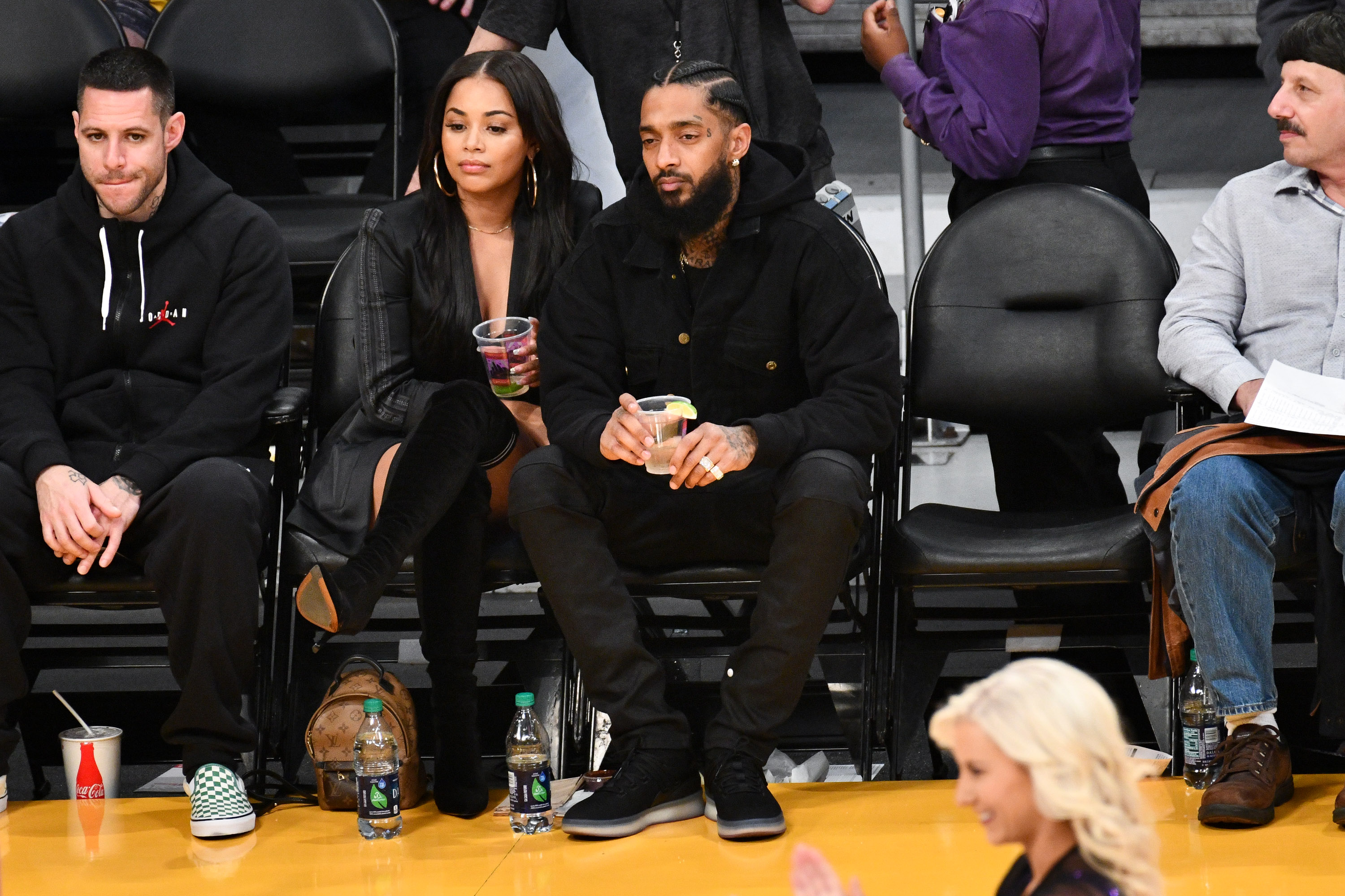 Lauren London & Nipsey at the lakers game