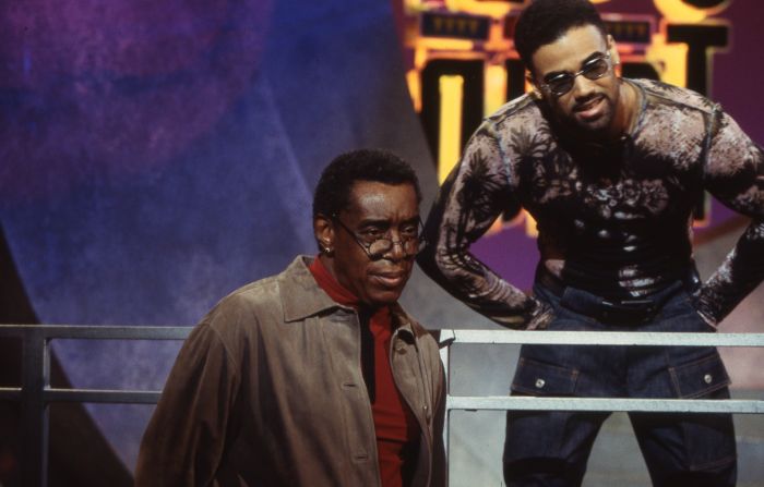 Soul Train Host Shemar Moore and Don Cornelius between takes on Soul Train.