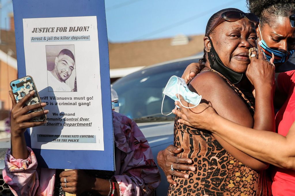 Activists March To South Los Angeles Sheriffs' Station To Protest Police Shooting Death Of Dijon Kizzee