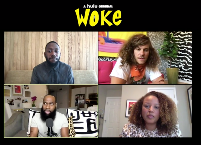 Screengrabs from BOSSIP interviews from the cast of new Hulu show "WOKE"