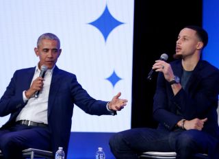 Barack Obama and Golden State Warriors Stephen Curry at My Brother"u2019s Keeper Alliance Summit
