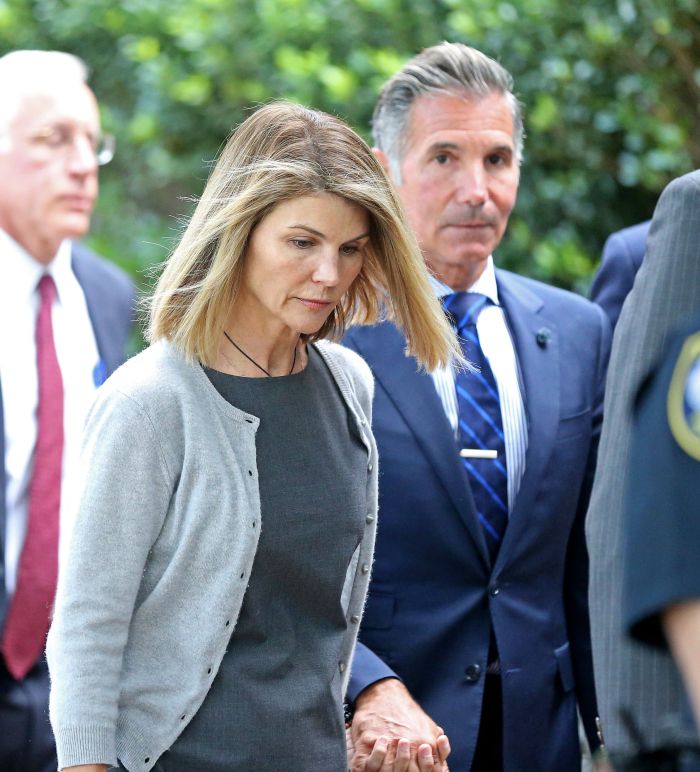 BOSTON MA. - AUGUST 27: Actress Lori Loughlin and her husband Mossimo Giannulli leave Moakley Federal Courthouse after a brief hearing on August 27, 2019 in Boston, MA. (Staff Photo By Stuart Cahill/MediaNews Group/Boston Herald)