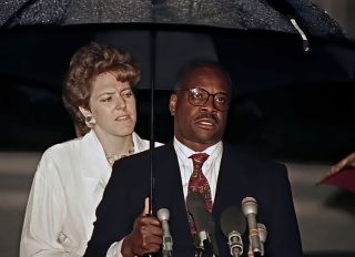Justice Clarence Thomas News Conference At His Home