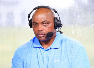 Charles Barkley commentates from the booth during The Match: Champions For Charity