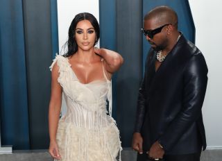 Kim and Kanye at the 2020 Vanity Fair Oscar Party