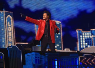 The Weeknd performs at Super Bowl LV