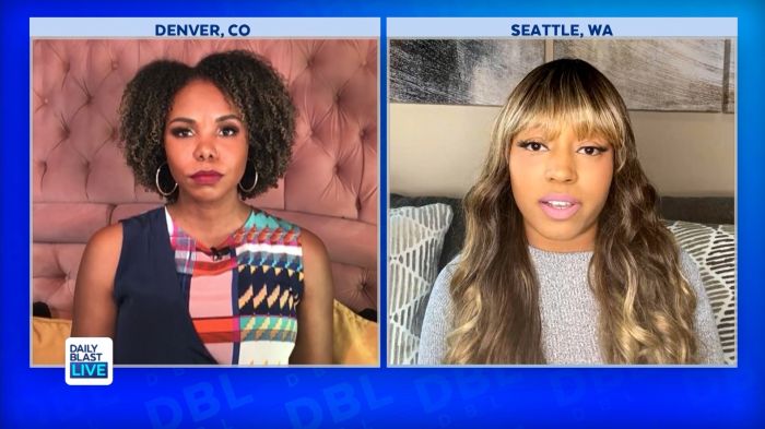 Co-host Erica Cobb and Alleah Taylor on “Daily Blast Live”