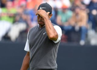 21/07/18 THE 147TH OPEN DAY THREE.CARNOUSTIE .Tiger Woods canâ€™t hide his frustration after missing a birdie putt on the 13th .