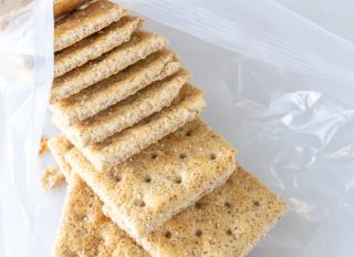 Soda crackers on an opened pack