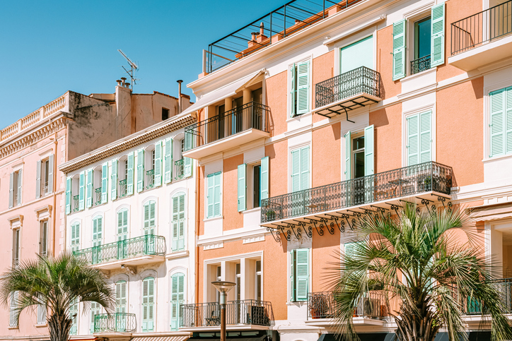 Vintage Architecture Of Historic Houses Downtown City Of Cannes