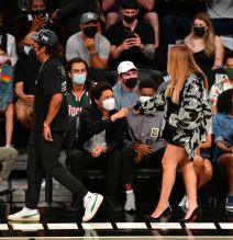 Celebrities Attend Brooklyn Nets v Milwaukee Bucks Game