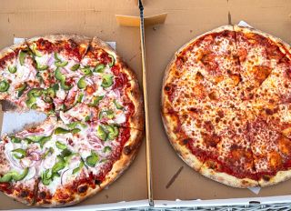 Pizzas side by side