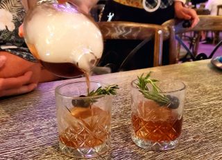 Smoky Manhattan cocktails in Las Vegas bar