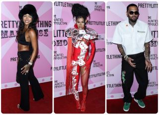 Karrueche Tran and Chris Brown attend the PrettyLittleThing Madhouse hosted by Teyana Taylor