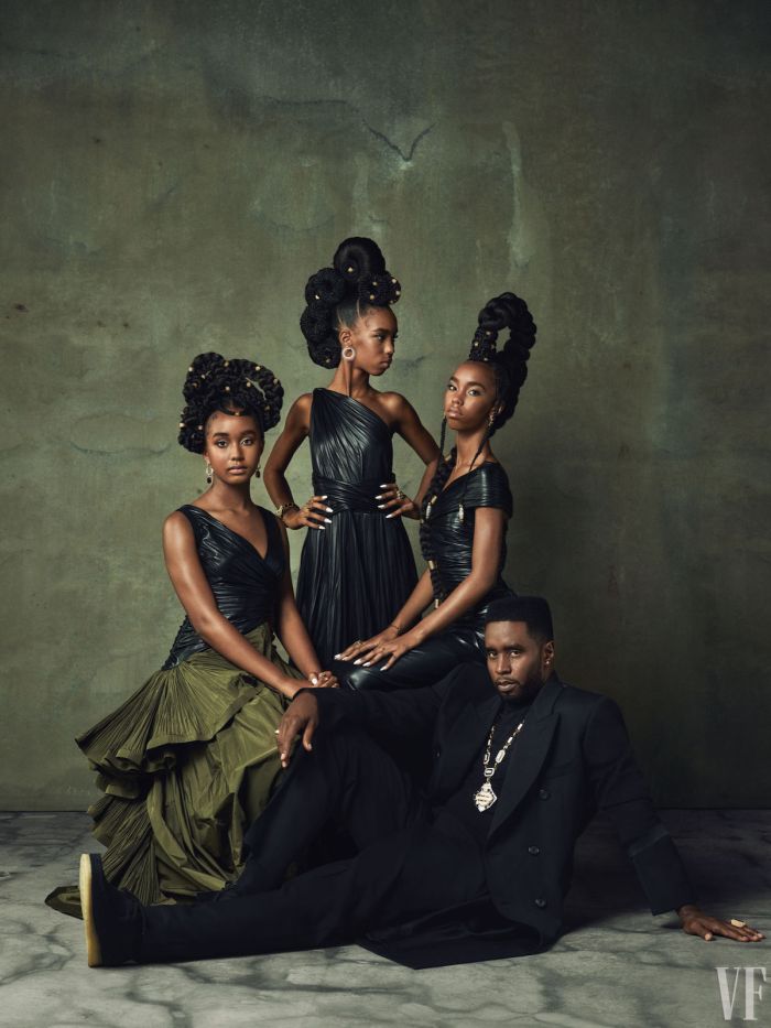 Diddy Vanity Fair Cover and feature images including daughters Jessie, Chance and D'Lila