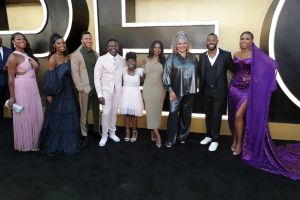 Brenda Nicole Moorer, Hailey Kilgore, Lodric D. Collins, Tituss Burgess, Skye Dakota Turner, Audra McDonald, Tommy Liesl, Marlon Wayans and Jennifer Hudson at the RESPECT World Premiere In Los Angeles