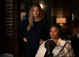 Key Art and production still from Truth Be Told starring Octavia Spencer and Kate Hudson