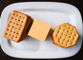 Crackers and Cheese on Plate