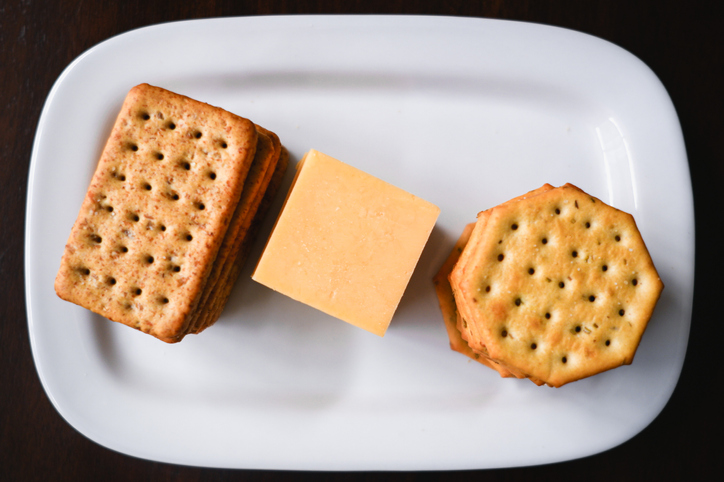 Crackers and Cheese on Plate
