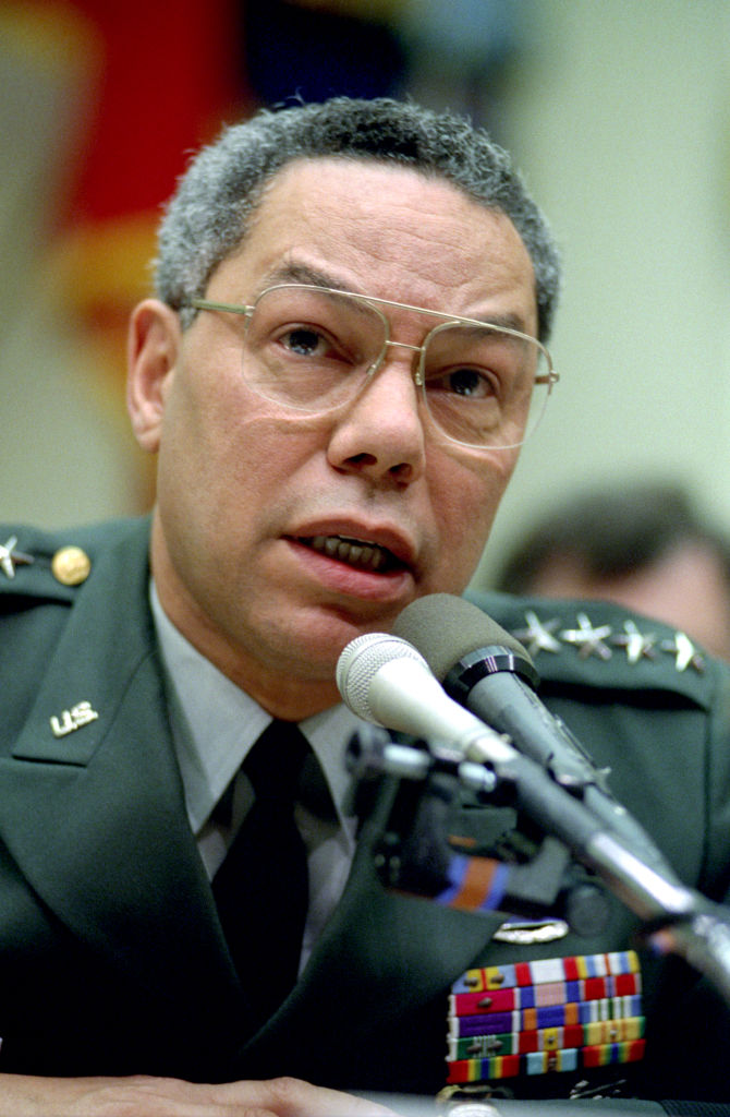 U.S. Army General Colin Powell, Chairman of the Joint Chiefs of Staff, presents the Fiscal Year 1994 Defense Posture to the House Armed Service Committee on March 30, 1993.