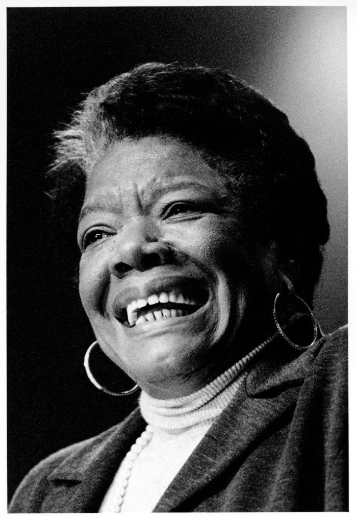 Maya Angelou during a visit to Mass. (staff photo by Stuart Cahill)