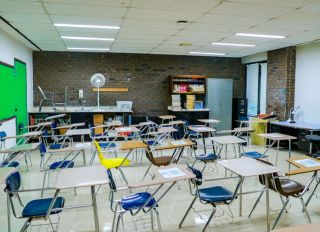 Long Island high school socially distanced classroom