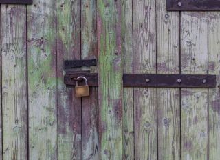 green wood Door with Lock