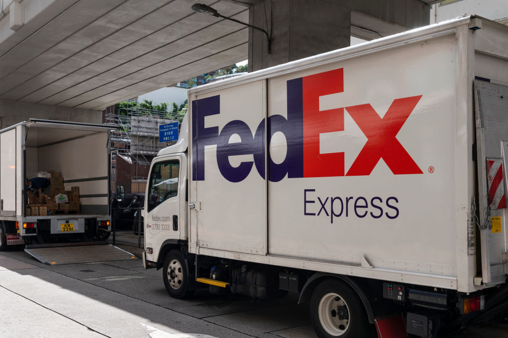 American FedEx Express delivery truck seen in Hong Kong...