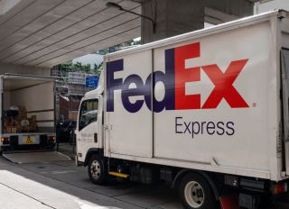American FedEx Express delivery truck seen in Hong Kong...