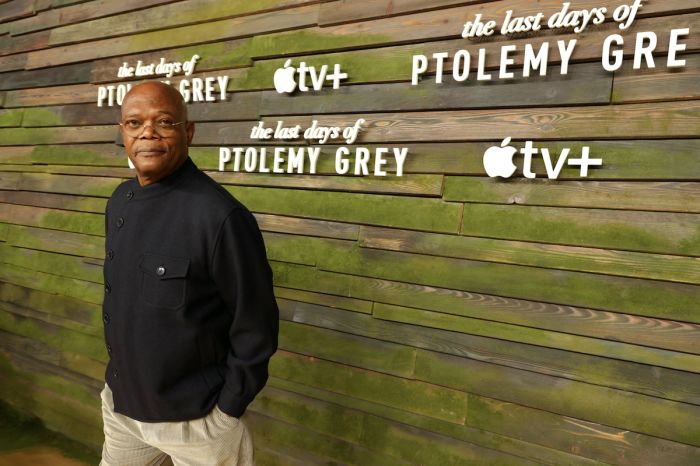 Samuel L. Jackson attends the series premiere of Apple Original limited series “The Last Days of Ptolemy Grey” at The Bruin in Los Angeles, CA, on March 7, 2022. “The Last Days of Ptolemy Grey” premieres on Friday, March 11, 2022 on Apple TV+.
