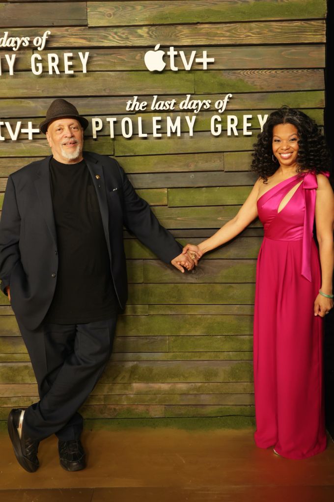 Walter Mosley and Diane Houslin attend the series premiere of Apple Original limited series “The Last Days of Ptolemy Grey” at The Bruin in Los Angeles, CA, on March 7, 2022. “The Last Days of Ptolemy Grey” premieres on Friday, March 11, 2022 on Apple TV+.