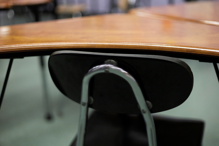 student chair & desk in classroom