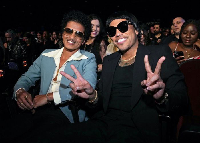 Silk Sonic (Bruno Mars and Anderson Paak)attend the iHeart Radio Awards