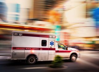 Ambulance speeding in Manhattan, New York