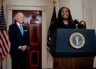 President Joe Biden delivers remarks on his nomination of Judge Ketanji Brown Jackson to serve as Associate Justice of the U.S. Supreme Court, on February 25 in Washington, DC.