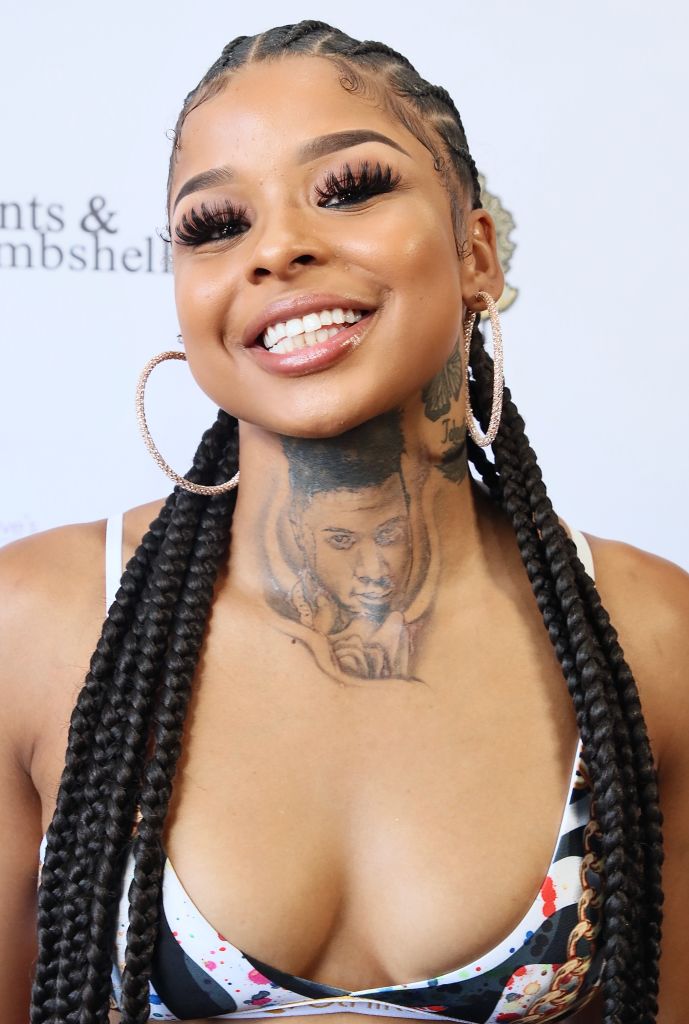 Chriseanrock Tattoos Blueface Face on her body again and people    TikTok