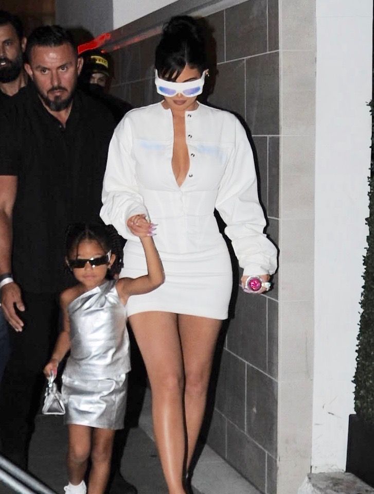 Kris Jenner, Kendall Jenner, Kourtney Kardashian, Travis Barker, Kim Kardashian, Khloe Kardashian, Kylie Jenner and Stormi Webster attend Kylie's Ulta Beauty event