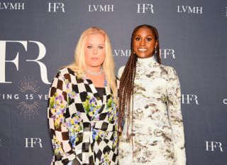Issa Rae and Shannon Abloh at Harlem’s Fashion Row Fashion Show celebrating their 15th Anniversary in partnership with LVMH Moët Hennessy Louis Vuitton.