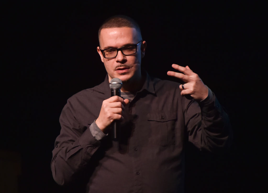 Shaun King, Senior Justice Writer for the New York Daily News, speaks at Penn State Berks as part of their Arts and Lecture Series Wednesday evening November 15, 2017. King is a prominent voice in the Black Lives Matter movement. Photo by Ben Hasty