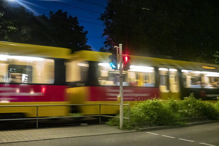 Blurred Tram at night