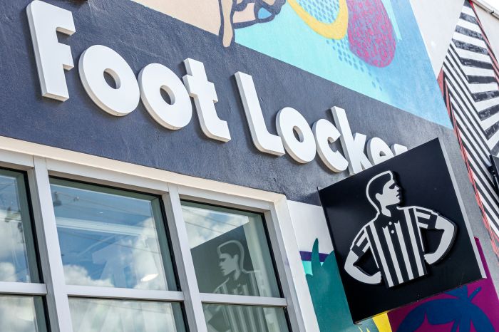 Miami, Florida, Wynwood, Foot Locker storefront with logo sign