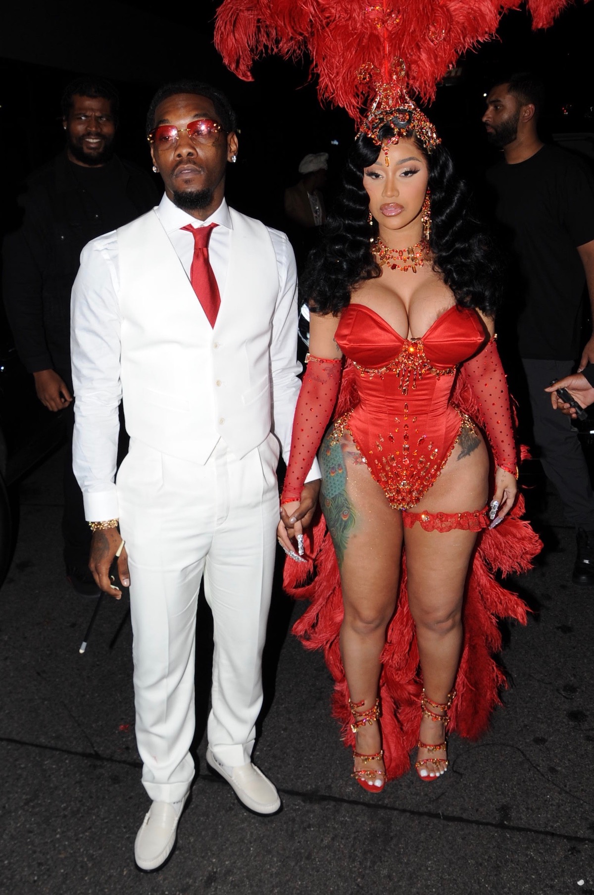 Cardi B: Red Dress and Studded Sandals